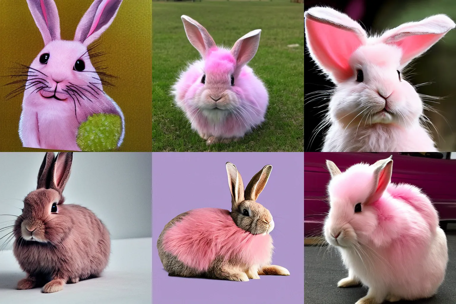 Prompt: A rabbit with pink fur