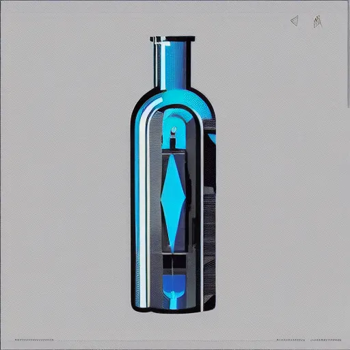 Image similar to headphones in a bottle, cyberpunk, Laurent Durieux style