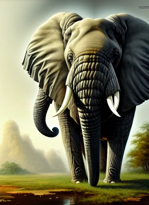 Prompt: an elephant that's dysfunctional, elegant, sharp focus, illustration, highly detailed, digital painting, concept art, matte, art by wlop and artgerm and ivan shishkin and andrey shishkin, masterpiece