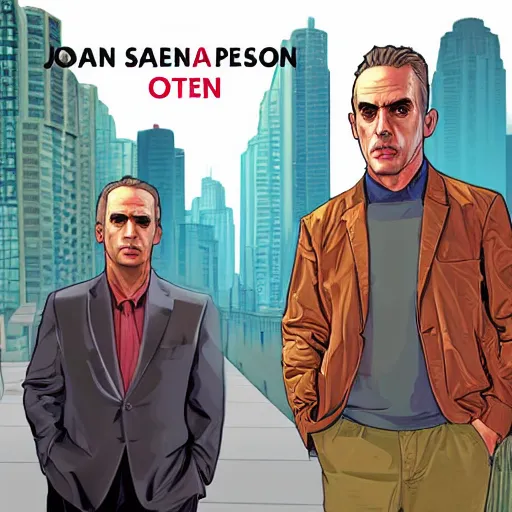 Prompt: Jordan B Peterson GTA cover art