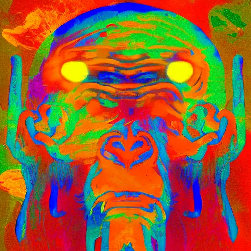 Image similar to stoned ape theory, psilocybin mushrooms, abstract, evolution