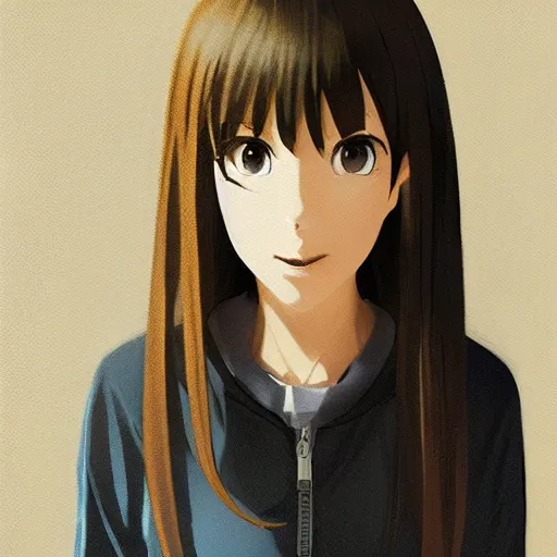 Image similar to a high detail portrait of high school girl by makoto sinkai, in simple background, by CLIP STADIO