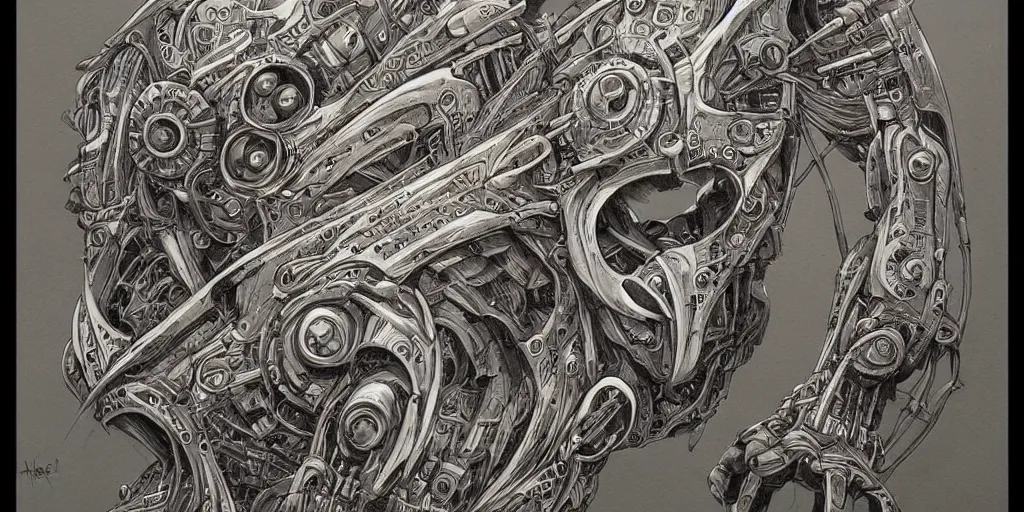 Image similar to a beautiful painting of robot by aaron horkey, trending on artstation