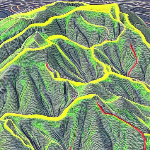 Prompt: mount Fujiama topography contour lines