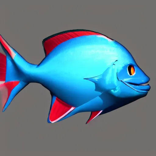 Image similar to fish Pokémon, 3d model, unreal engine, render, studio