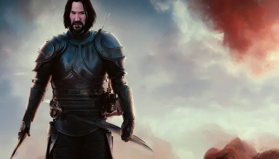 Image similar to Keanu Reeves is a knight, hyperdetailed, artstation, cgsociety, 8k