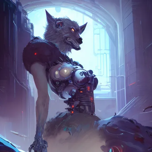 Image similar to portrait of a beautiful cybernetic werewolf, cyberpunk concept art by pete mohrbacher and artgerm and wlop and greg rutkowski and deathburger, digital art, highly detailed, intricate, sci-fi, sharp focus, Trending on Artstation HQ, deviantart, unreal engine 5, 4K UHD image