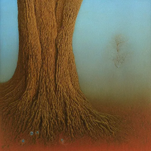 Image similar to willow tree by Zdzisław Beksiński, oil on canvas