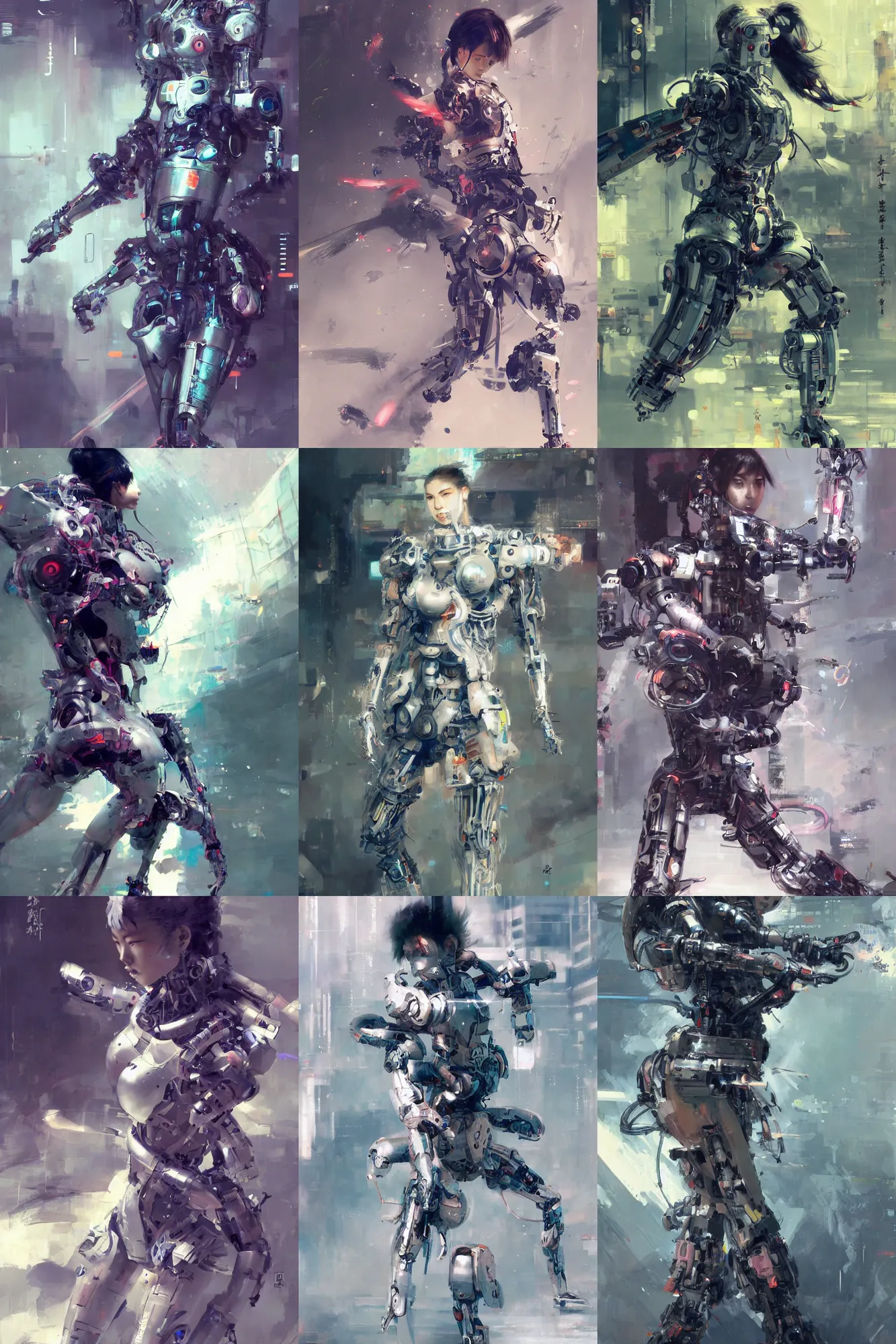 Prompt: A cybernetically augmented japanese female martial artist, by Wadim Kashin