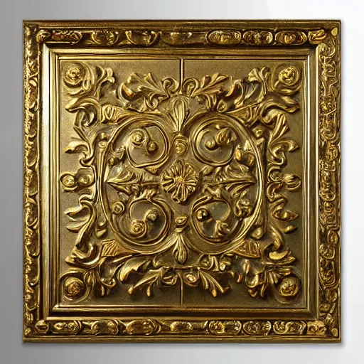 Prompt: ornate trim sheet unreal texture of golden wall