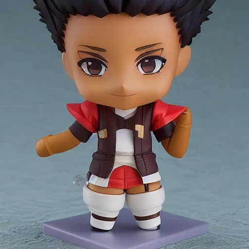 Image similar to cutest cute nendoroid afrosamurai. chibi anime nendoroid. cute. yasuke. brown skinned.