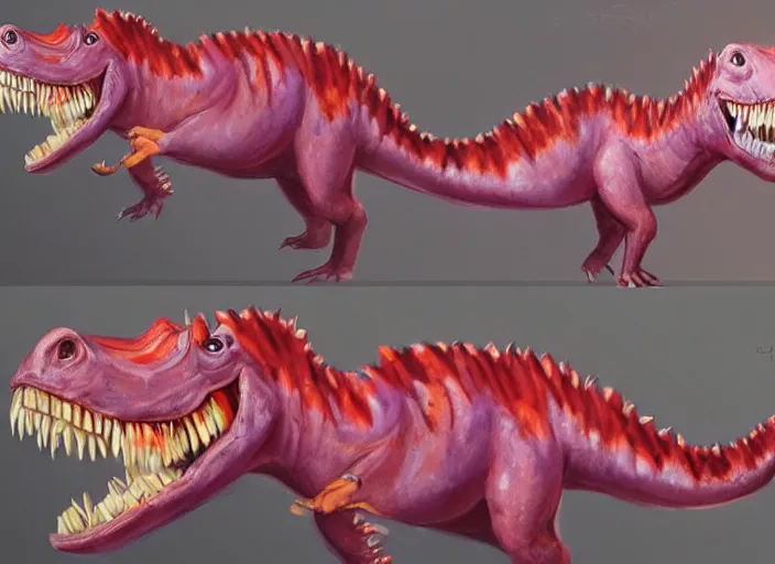 Image similar to concept art of candy dinosaurs, oil painting by Jama Jurabaev, extremely detailed, brush hard, artstation, for AAA game, high quality