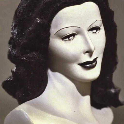 Image similar to antique sculpture of hedy lamarr, she is smiling