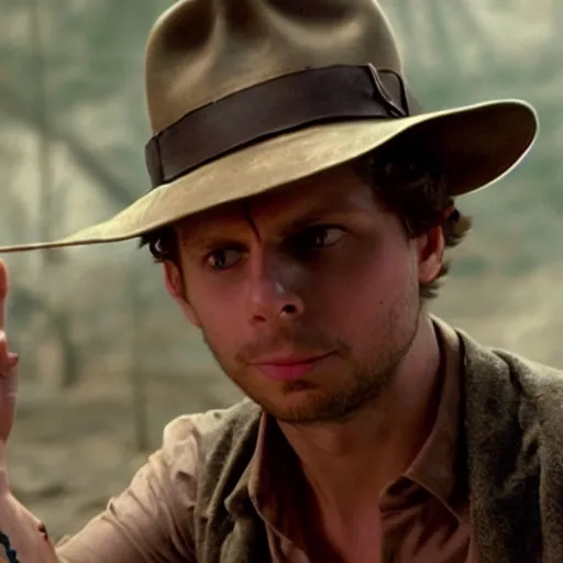 Image similar to Michael Cera as indiana jones in raiders of the lost ark, 8k resolution, full HD, cinematic lighting, award winning, anatomically correct