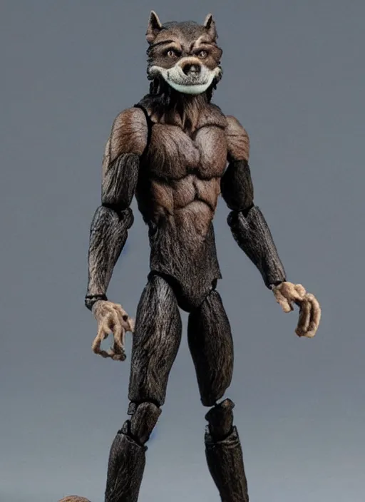 Image similar to teenage werewolf, action figure of teenage werewolf figurine, realistic face, detailed product photo