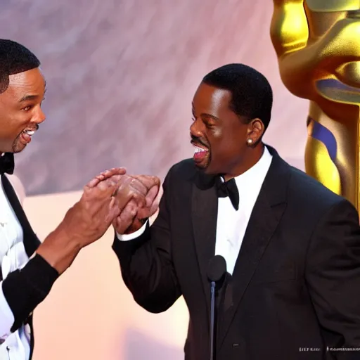 Prompt: a photo of will smith slapping Chris Rock at the oscars, 8k highly professionally detailed, HDR, CGsociety