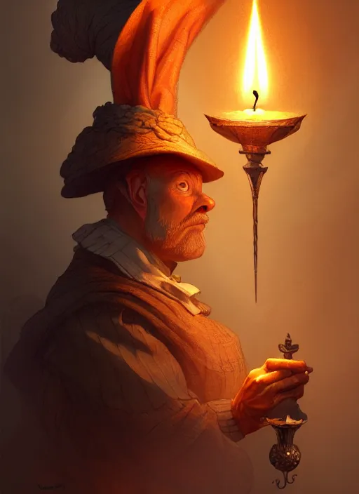 Prompt: portrait of carrot ironfoundersson, discworld, intricate, elegant, candle light, highly detailed, digital painting, artstation, concept art, smooth, sharp focus, illustration, art by wlop, mars ravelo and greg rutkowski