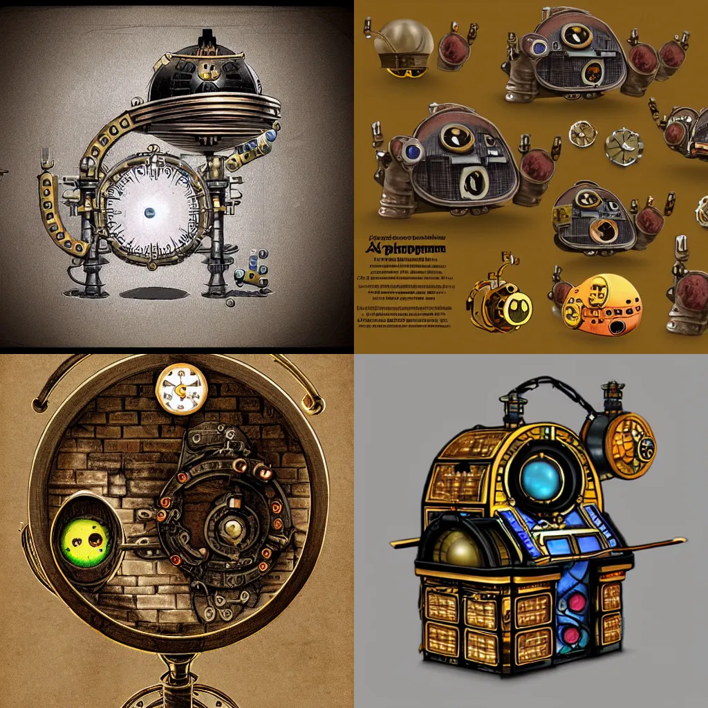 Prompt: steampunk pacman, concept art