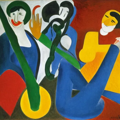 Image similar to the laughter of the music, by matisse, oil on canvas