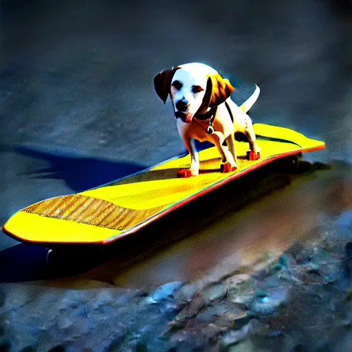 Image similar to Dog on a skateboard , 3d render , octane render , 4k