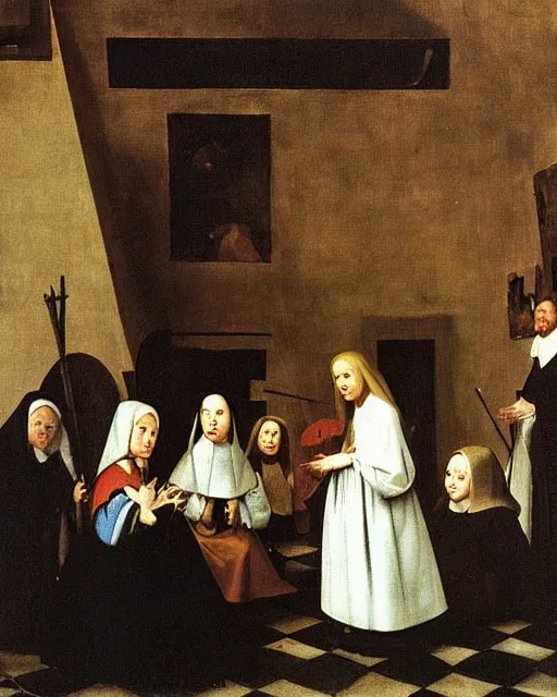 Image similar to Las Meninas by Diego Velázquez painting by Hieronymus Bosch