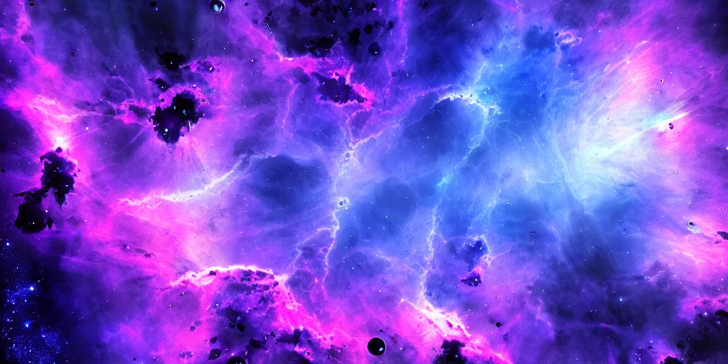 Image similar to blue and purple nebula, digital sci - fi art, highly detailed, intricate details, space background