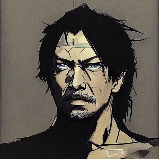 Prompt: male portrait by yoji shinkawa