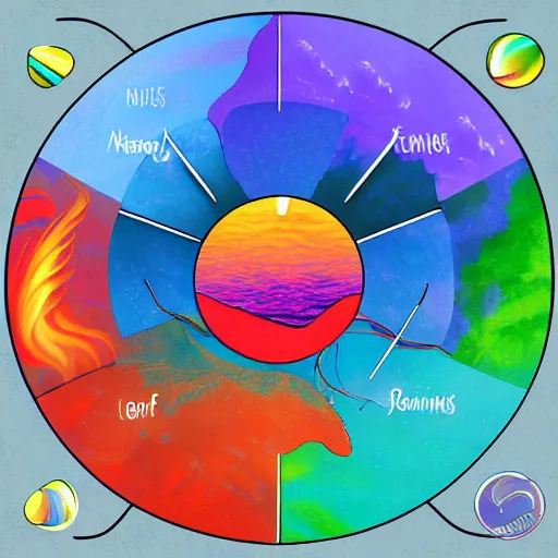 Image similar to the elements of fire, water, earth and air. digital art