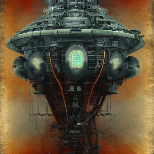 Prompt: dieselpunk mothership, digital art, hd, 4k by David Michalczyk