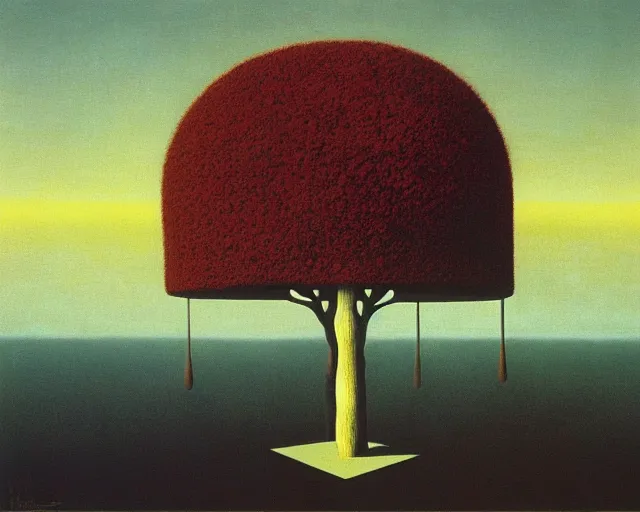 Image similar to change by rene magritte and beksinski, hybrid stylistic creation