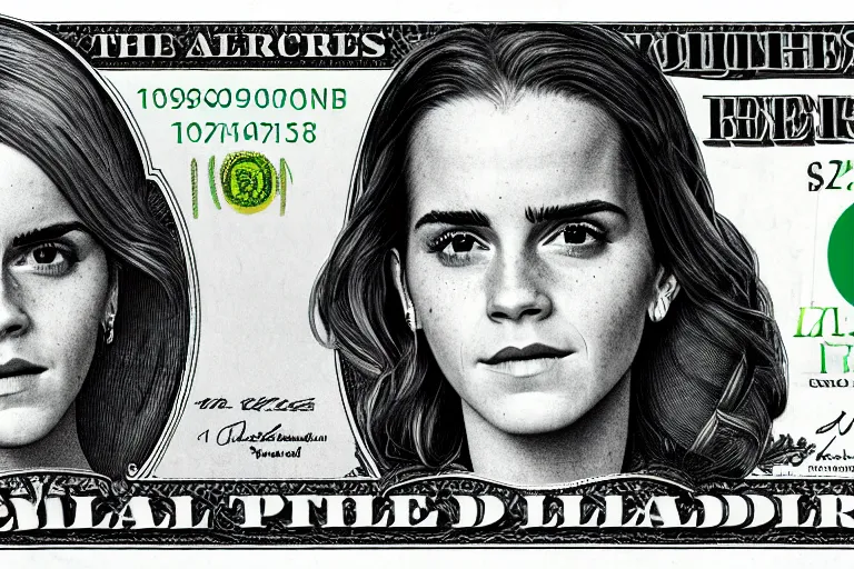 Image similar to emma watson on the american dollar bill