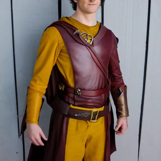 Image similar to DC's character Robin leather costume as Frodo, dslr photo