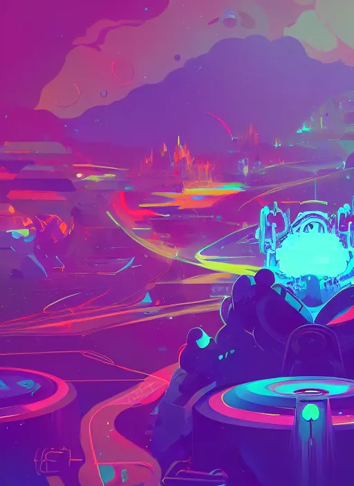 Image similar to Djing in front of the universe, digital art, hyper detailed, trending on artstation, by Anton Fadeev and Greg Rutkowski, 4K