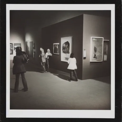 Image similar to visitors in the museum, 7 0 - s, polaroid photo, by warhol,