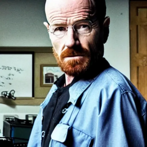 Image similar to Live Action Still of Bryan Cranston dressed as and playing Jesse Pinkman in Breaking Bad, real life, hyperrealistic, ultra realistic, realistic, highly detailed, epic, HD quality, 8k resolution, body and headshot, film still