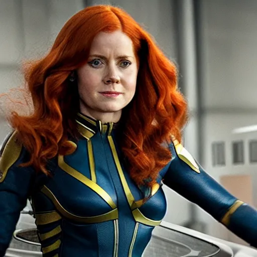 Image similar to movie film still of Amy Adams as Jean Grey in a new X-men movie, cinematic