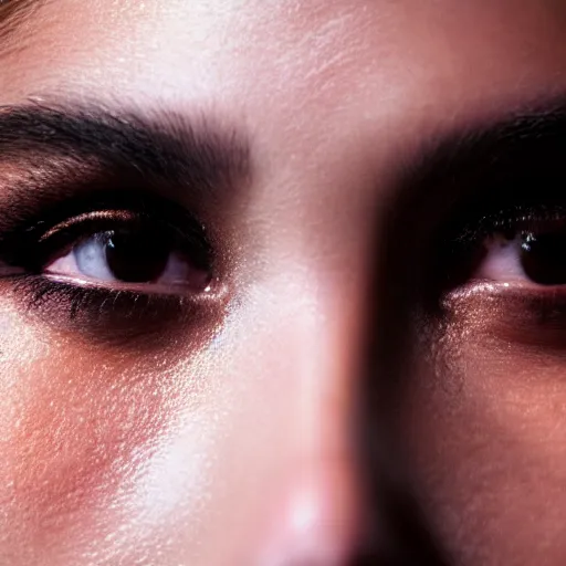 Image similar to an extreme close-up of the most beautiful face on Earth, dramatic lighting