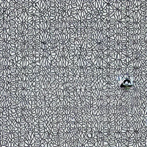 Prompt: a pattern of white wolves transitioning into black geese by mc escher, goose geese black, wolves canine species white, hexagonal pattern, crystallography, intricate details, shading, ink dots, mathematical interlocking, puzzle, screen print, lithography, frameless