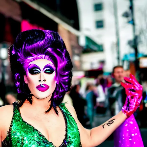 Image similar to a photo of a drag queen, shallow focus