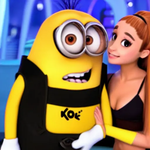 Prompt: ariana grande holding gru from despicable me movie hand 4k