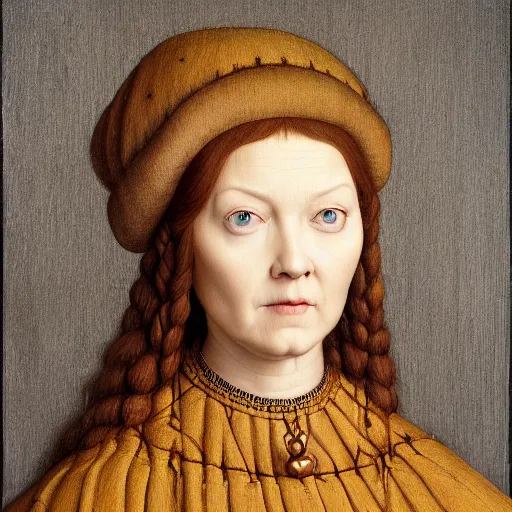 Prompt: medieval jan van eyck cloeup face portrait of meredith grey from grey's anatomy, nicoletta ceccoli, mark ryden, lostfish, hyung tae, frank frazetta, depth of field, detailed and intricate gothic environment, 8 k resolution, hyperrealistic, octane render