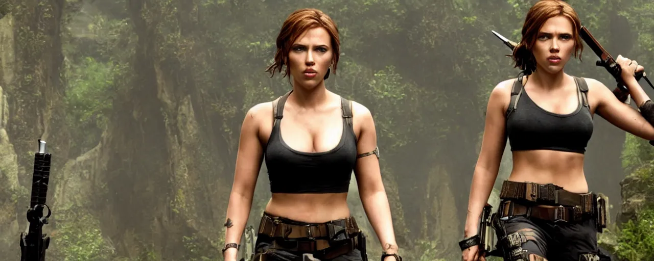 Prompt: Scarlett Johansson as Lara Croft