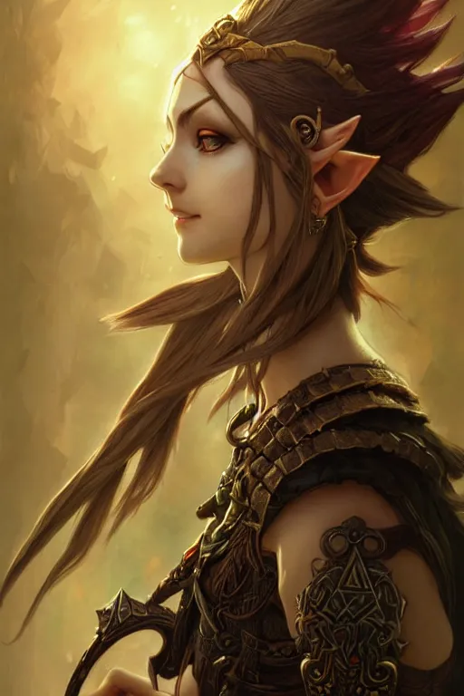 Image similar to dark fantasy, link legend of Zelda twilight Princess portrait, dark surrealist , fantasy, intricate, elegant, highly detailed, digital painting, artstation, concept art, smooth, sharp focus, illustration, art by artgerm and greg rutkowski and alphonse mucha