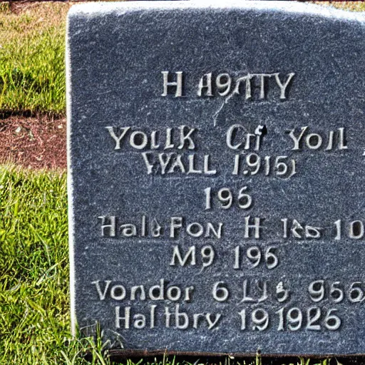 Image similar to tombstone of hall yockey, born april 1 st 1 9 2 5 died september 2 2 nd 1 9 6 4