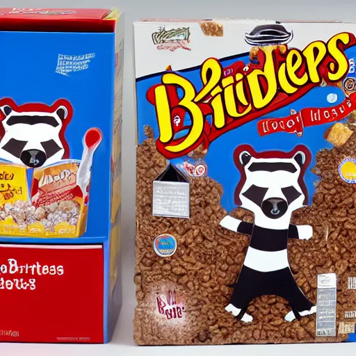 Image similar to A box of Badger Bites cereal, featuring the cereal mascot, Bruce the Badger