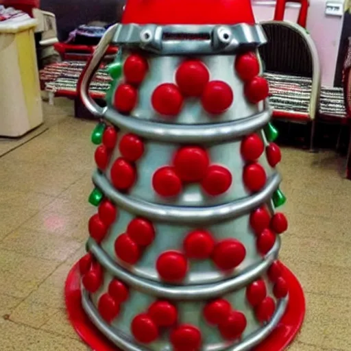 Prompt: candy cane themed dalek, realistic