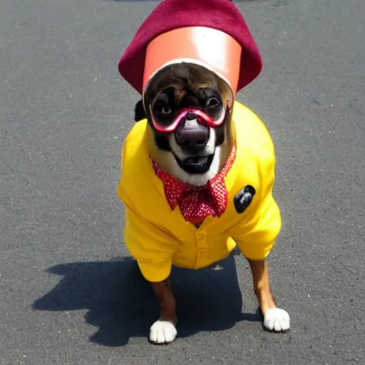 Image similar to A dog dressed as a mob boss smokes a cigar