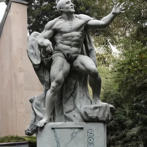 Prompt: marble statue of joe rogan, outdoors