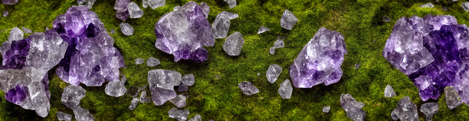 Prompt: symmetrical, beautiful, rock, amethyst, sand, smoke, moss, light rays, hdr, 8 k, intricate