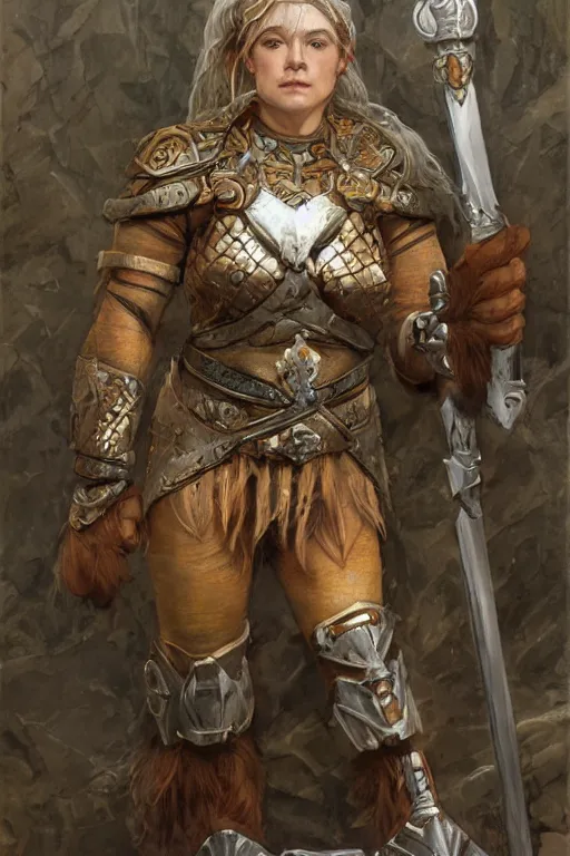 Image similar to a dwarven female warrior, by Edgar Maxence and Ross Tran and Michael Whelan
